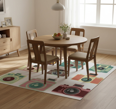 Vinyl tapijt eetkamer vintage camera's - TenStickers