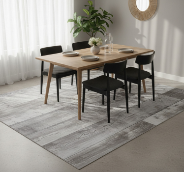 Vinyl tapijt eetkamer grijze houten planken - TenStickers