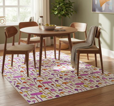 Vinyl tapijt eetkamer hallucinogene paddenstoelen patroon - TenStickers
