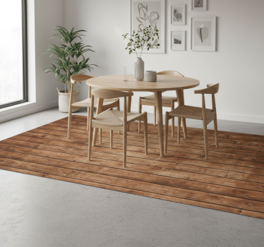 Vinyl tapijt eetkamer donkere houten planken - TenStickers