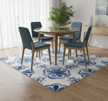 Vinyl tapijt eetkamer met bloemen cementtegels patronen - TenStickers