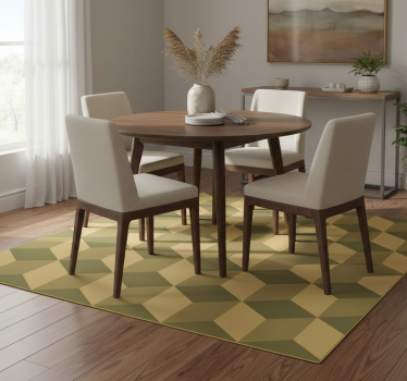 Vinyl tapijt eetkamer beige 3d kubussen - TenStickers