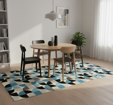 Vinyl tapijt eetkamer retro blauw bauhaus patroon - TenStickers