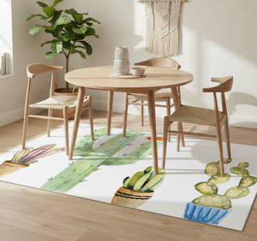 Vinyl tapijt eetkamer set variëteit aan cactussen - TenStickers