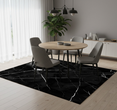 Vinyl tapijt eetkamer zwart marmer voor tafel - TenStickers