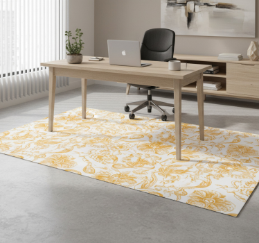 Vinyl tapijt kantoor gele orchideeën bloemenpatroon - TenStickers