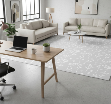 Vinyl tapijt kantoor getekende bloemen - TenStickers