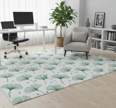 Vinyl tapijt kantoor ginkgo groene bladeren - TenStickers