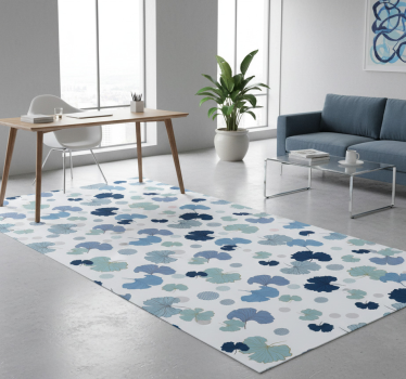 Vinyl tapijt kantoor ginkgo leaf blauw - TenStickers