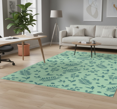 Vinyl tapijt kantoor groene bladeren op groen - TenStickers
