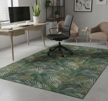 Vinyl tapijt kantoor groene palmbladeren - TenStickers