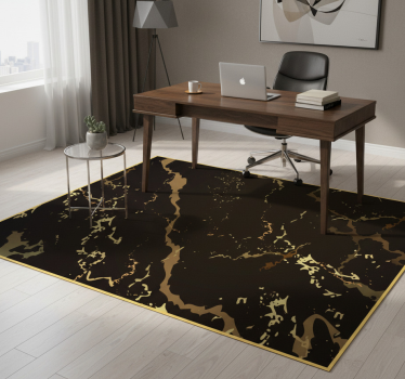 Vinyl tapijt kantoor marmerstructuur zwart goud - TenStickers