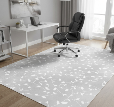 Vinyl tapijt kantoor takken in wit en zilver - TenStickers
