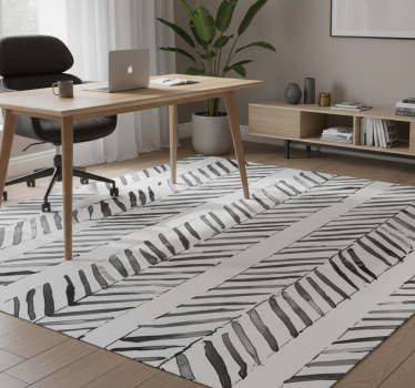 Vinyl tapijt kantoor zwart-wit geometrisch ontwerp - TenStickers