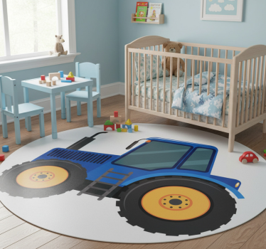 Vinyl tapijt kind blauwe tractor - TenStickers