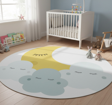 Vinyl tapijt kind blije maan en wolk slapen - TenStickers