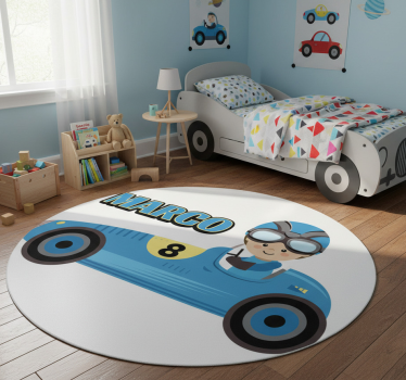 Vinyl tapijt kind formule 1 auto met naam - TenStickers