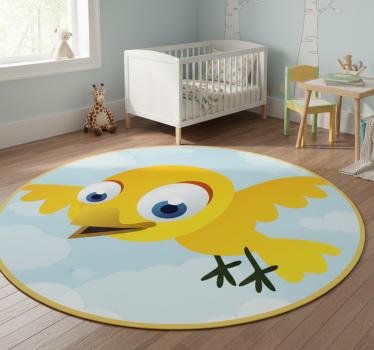 Vinyl tapijt kind gele vliegende vogel - TenStickers