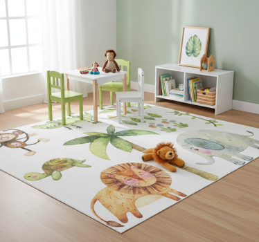 Vinyl tapijt kind jungle dieren aquarel - TenStickers