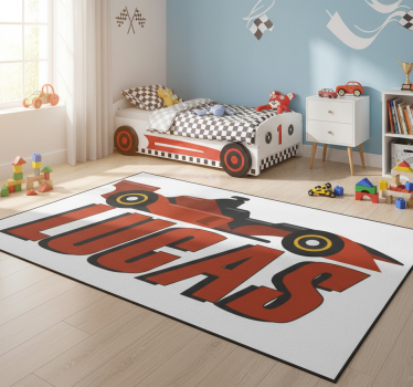 Vinyl tapijt kind rode f1 auto met naam - TenStickers