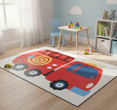 Vinyl tapijt kind speelse rode voertuigen - TenStickers