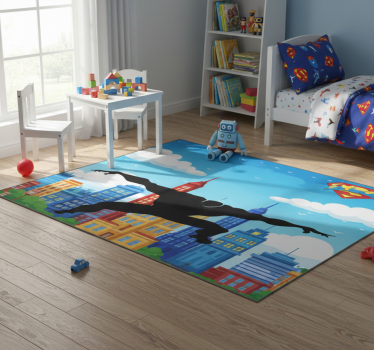 Vinyl tapijt kind superheld springend - TenStickers