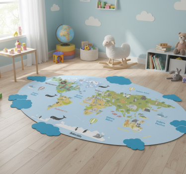 Vinyl tapijt kind wereldkaart voor kinderen - TenStickers