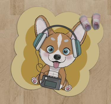 Vinyl tapijt meer kinderen puppy hoofdtelefoon illustratie - TenStickers