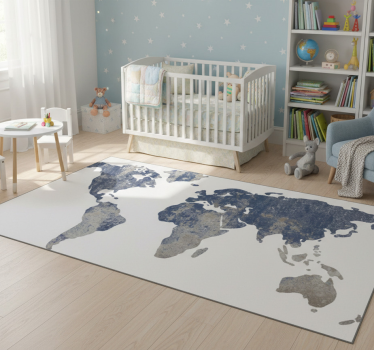 Vinyl tapijt wereldkaart decoratieve muurtextuur blauw - TenStickers