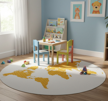 Vinyl tapijt wereldkaart gele stippen - TenStickers