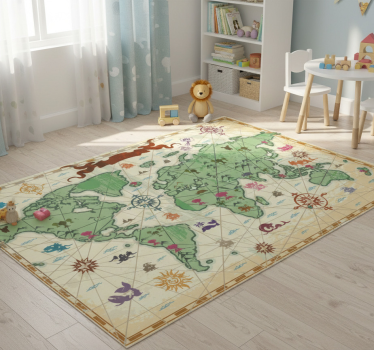 Vinyl tapijt wereldkaart kinder klassiek wereldmap - TenStickers