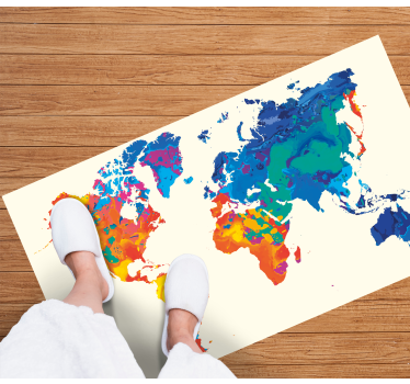 Vinyl tapijt wereldkaart levendige wereldatlas - TenStickers