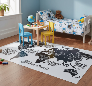Vinyl tapijt wereldkaart met details - TenStickers