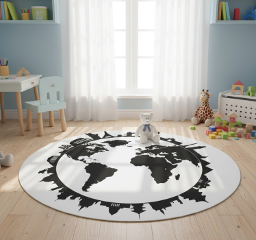 Vinyl tapijt wereldkaart met monumenten - TenStickers