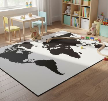 Vinyl tapijt wereldkaart monochrome wereldkaart - TenStickers