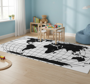 Vinyl tapijt wereldkaart monokleurig decoratief - TenStickers