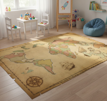 Vinyl tapijt wereldkaart antiek vintage design - TenStickers