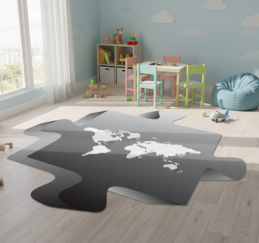 Vinyl tapijt wereldkaart zwart puzzelstuk - TenStickers