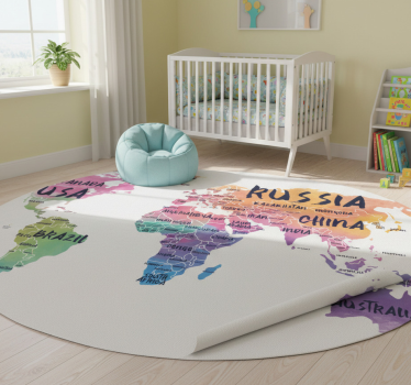 Vinyl tapijt wereldkaart wandsticker met tekst - TenStickers