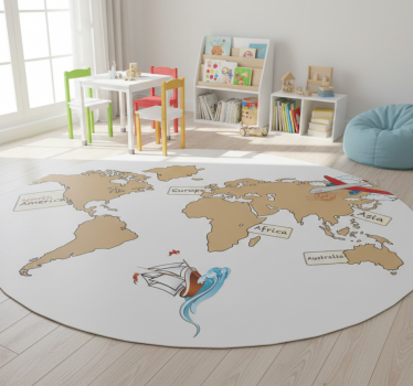 Vinyl tapijt wereldkaart wereldkaart in het engels - TenStickers