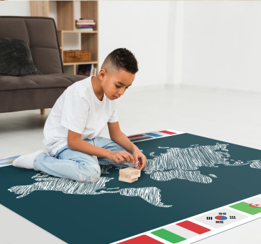 Vinyl tapijt wereldkaart wereldkaart kunstwerk - TenStickers