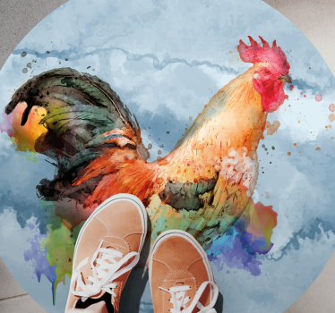 Vinyl vloerkleed dierenprint kleurrijke haan spetter - TenStickers