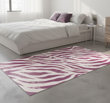 Vinyl vloerkleed dierenprint paars en witte zebra patroon - TenStickers