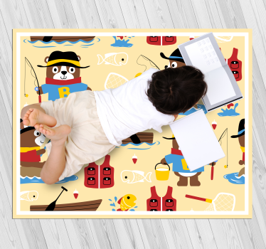 Visbeer avontuur vinyl tapijt kind - TenStickers