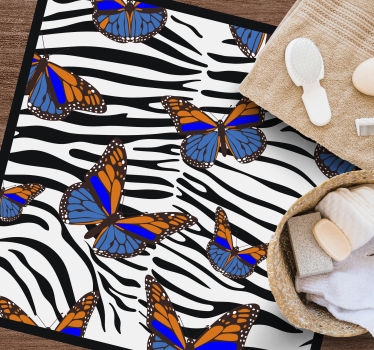 Vlinder zebra patroon vinyl vloerkleed dierenprint - TenStickers
