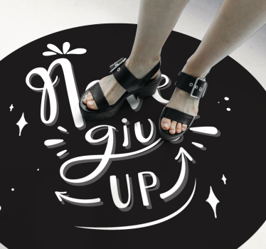 Vinyl tapijt zinnen en teksten zwart design geef nooit op - TenStickers
