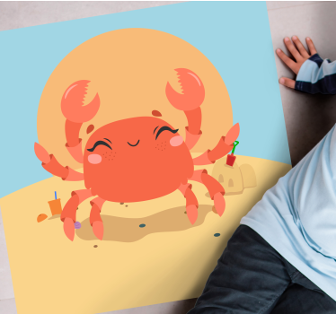Vrolijke cartoonkrab vinyl tapijt kind - TenStickers