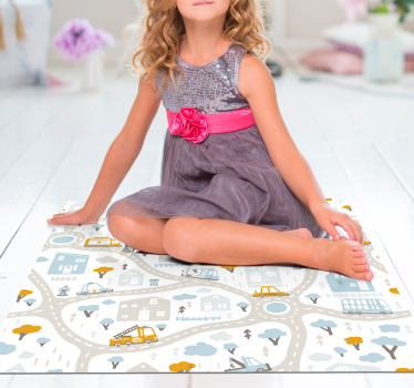 Wegen vinyl vloerkleed Doodle wegenkaart - TenStickers