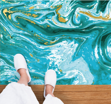 Wervelende aqua elegantie marmeren vinyl tapijt - TenStickers
