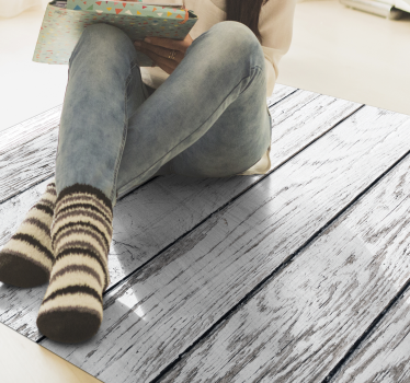 Witgekalkt hout vinyl tapijt houtstructuur - TenStickers